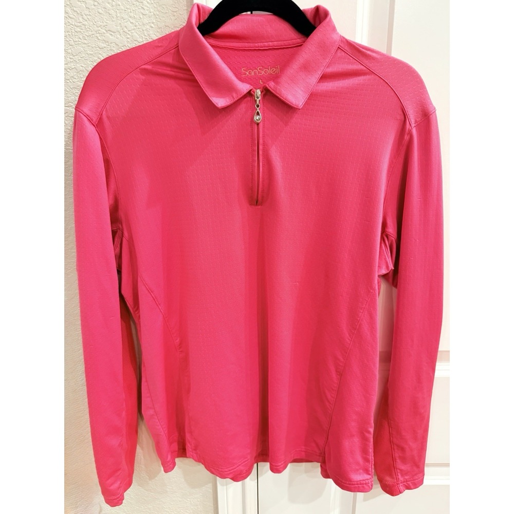 San Soleil Shirt Womens Size Large 1/4 Zip Pullover UPF 50 Sun Pink Lightweight - Picture 1 of 5